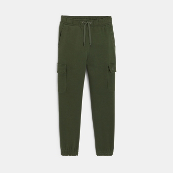 بنطال رياضي جغينغ مريح بجيوب كارغو باللون الكاكي للأولاد